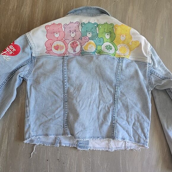 Care Bears Justice Denim Jacket Kids Girls Size Small 7/8 Blue White Jean - Picture 9 of 10